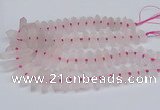 CNG3215 10*25mm - 12*50mm faceted nuggets matte rose quartz beads