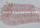 CNG3216 10*25mm - 12*50mm faceted nuggets rose quartz beads