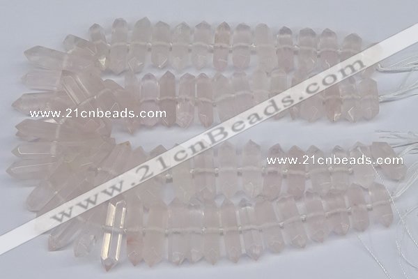 CNG3217 10*25mm - 12*50mm faceted nuggets rose quartz beads