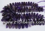 CNG3219 15.5 inches 10*25mm - 12*50mm faceted nuggets matte amethyst beads