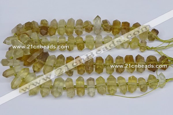 CNG3220 15.5 inches 10*20mm - 12*40mm faceted nuggets lemon quartz beads