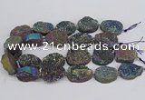 CNG3276 22*30mm - 30*40mm freeform plated druzy agate beads