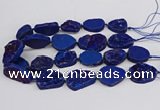 CNG3278 22*30mm - 30*40mm freeform plated druzy agate beads