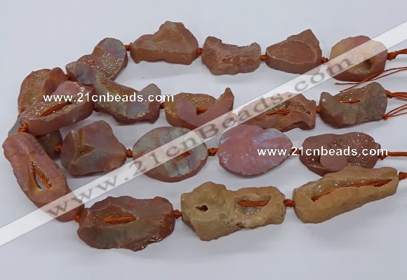 CNG3284 25*30mm - 28*45mm freeform plated druzy agate beads