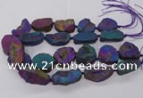 CNG3286 25*30mm - 28*45mm freeform plated druzy agate beads