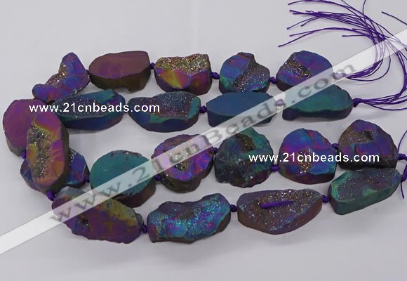 CNG3286 25*30mm - 28*45mm freeform plated druzy agate beads