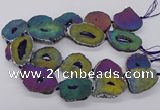 CNG3296 30*35mm - 35*40mm freeform plated druzy agate beads