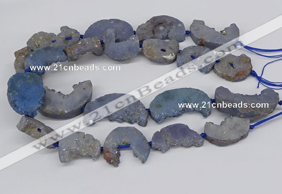 CNG3309 20*30mm - 30*45mm freeform plated druzy agate beads