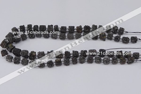 CNG3342 15.5 inches 6*8mm - 10*14mm nuggets plated druzy agate beads