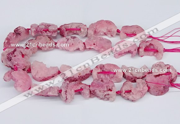 CNG3376 20*30mm - 30*45mm freeform plated druzy agate beads