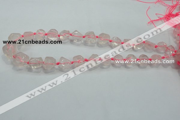 CNG339 15.5 inches 8*10mm - 15*18mm faceted nuggets rose quartz beads