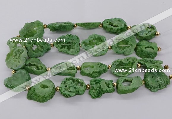 CNG3416 15.5 inches 18*25mm - 30*35mm freeform plated druzy agate beads