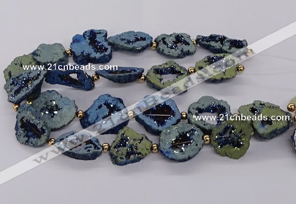 CNG3418 15.5 inches 18*25mm - 30*35mm freeform plated druzy agate beads