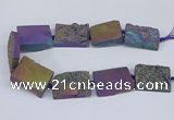 CNG3478 15.5 inches 30*40mm freeform plated druzy agate beads