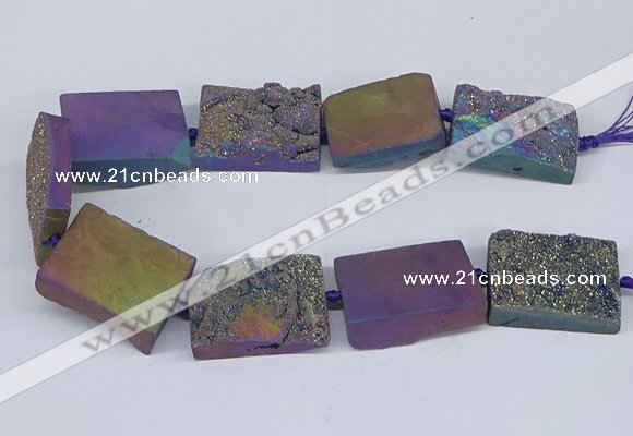 CNG3478 15.5 inches 30*40mm freeform plated druzy agate beads