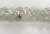 CNG3545 15*20mm - 20*25mm nuggets plated rough white crystal beads