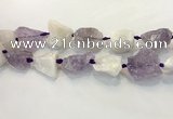 CNG3573 18*20mm - 25*30mm nuggets rough white crystal & amethyst beads