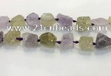 CNG3575 18*20mm - 25*30mm nuggets rough amethyst & lemon quartz beads