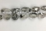 CNG3585 15*25mm - 20*30mm faceted nuggets black rutilated quartz beads