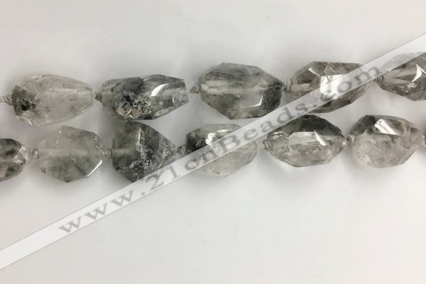 CNG3585 15*25mm - 20*30mm faceted nuggets black rutilated quartz beads