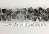 CNG3586 15*20mm - 15*30mm faceted nuggets black rutilated quartz beads