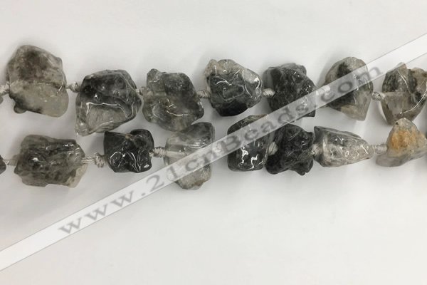 CNG3587 15*20mm - 18*25mm nuggets black & white rutilated quartz beads