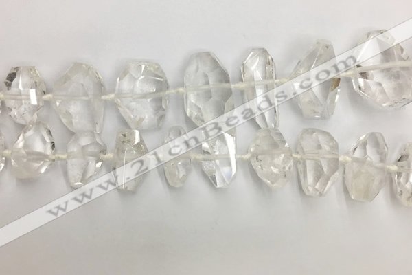 CNG3594 15*25mm - 25*35mm faceted nuggets white crystal beads