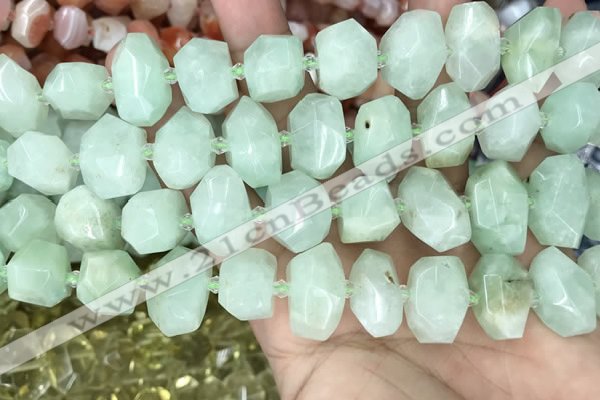CNG3608 15.5 inches 13*20mm - 15*24mm faceted nuggets light prehnite beads
