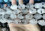 CNG3616 13*17mm - 18*22mm faceted nuggets black rutilated quartz beads