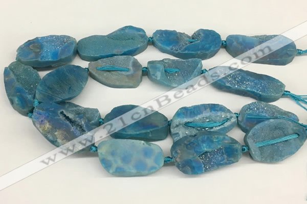 CNG3622 20*35mm - 30*45mm freeform plated druzy agate beads