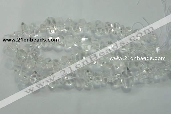 CNG365 15.5 inches 10*20mm faceted nuggets white crystal beads