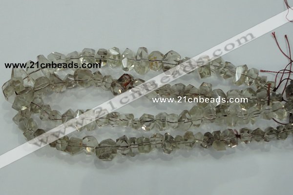 CNG366 15.5 inches 10*20mm faceted nuggets smoky quartz beads