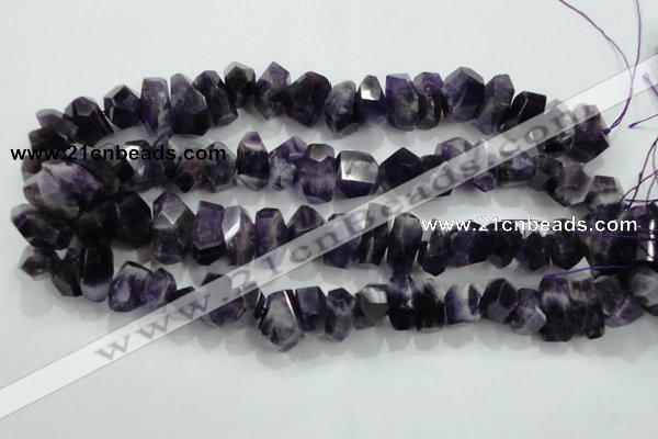 CNG367 15.5 inches 10*20mm faceted nuggets amethyst beads