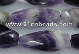 CNG372 15.5 inches 16*35mm faceted nuggets amethyst beads