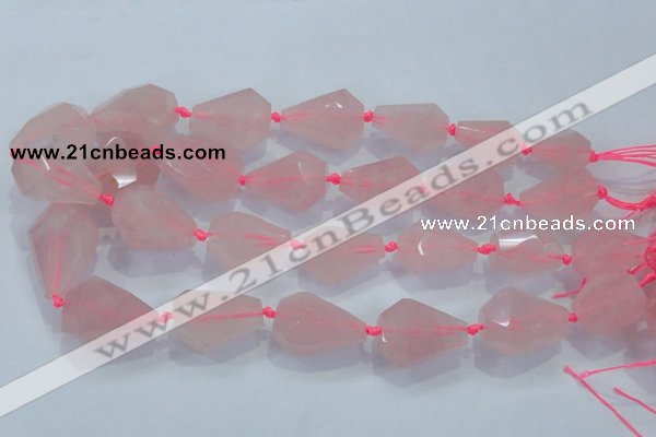 CNG384 15.5 inches 15*20mm – 25*30mm faceted nuggets rose quartz beads