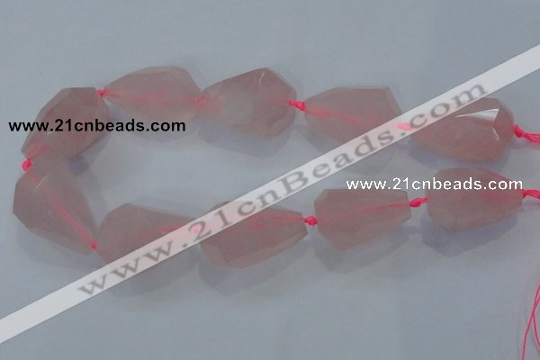 CNG385 15.5 inches 20*30mm – 25*35mm faceted nuggets rose quartz beads