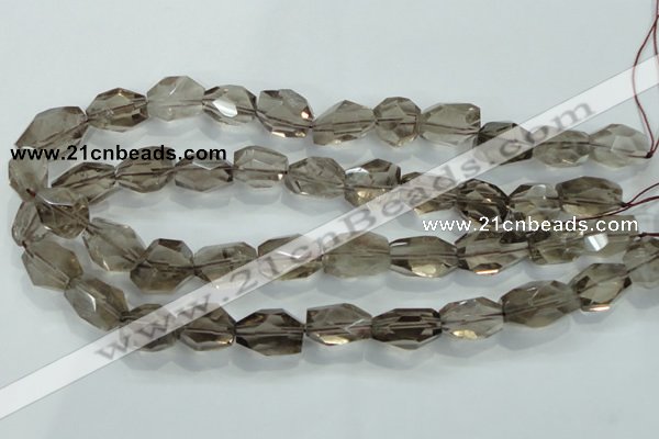 CNG401 15.5 inches 15*20mm faceted nuggets smoky quartz beads