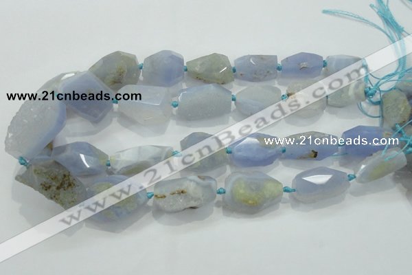 CNG404 15.5 inches 15*20mm - 18*30mm faceted nuggets blue chalcedony beads