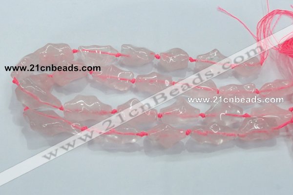 CNG422 15.5 inches 15*20mm - 22*34mm nuggets rose quartz beads