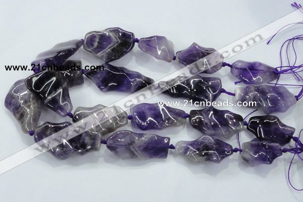 CNG424 15.5 inches 20*30mm - 25*50mm nuggets amethyst beads