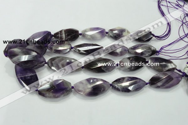 CNG483 15.5 inches 20*32mm twisted & faceted nuggets amethyst beads