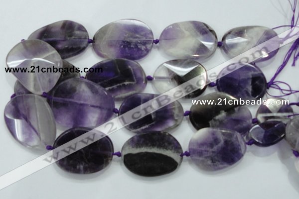 CNG485 20*30mm - 35*45mm twisted & faceted nuggets amethyst beads