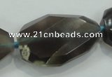 CNG487 20*30mm – 30*42mm twisted & faceted nuggets grey agate beads