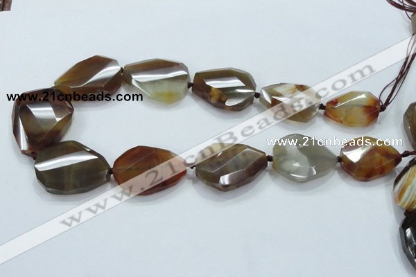 CNG488 20*25mm – 30*42mm twisted & faceted nuggets agate beads