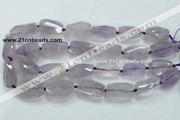 CNG489 15 inches 22*32mm twisted & faceted nuggets amethyst beads