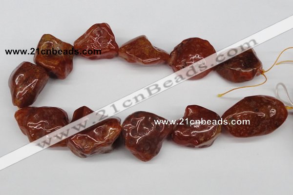 CNG49 15.5 inches 28*32mm nuggets red agate gemstone beads