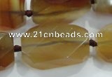 CNG490 15 inches 18*32mm twisted & faceted nuggets agate beads