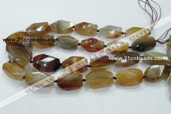 CNG490 15 inches 18*32mm twisted & faceted nuggets agate beads