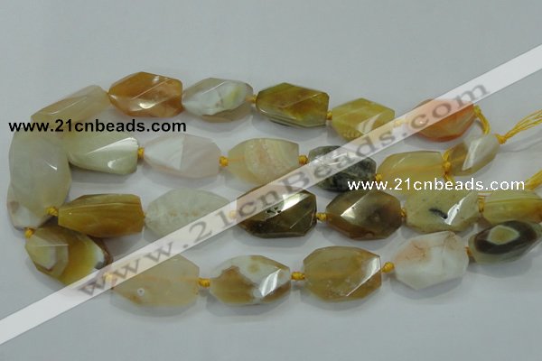 CNG493 15 inches 15*20mm – 20*32mm twisted & faceted nuggets agate beads