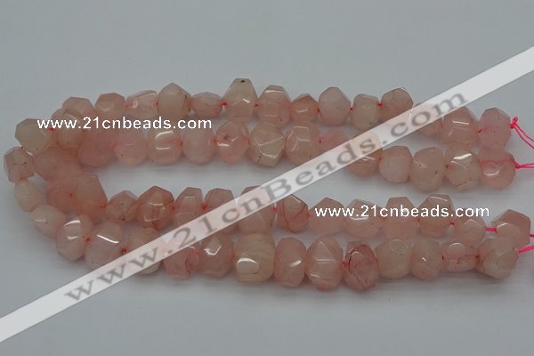 CNG5005 15.5 inches 12*16mm - 15*20mm faceted nuggets rose quartz beads